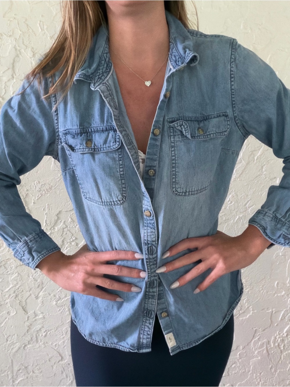 L.L. Bean Light Blue Denim Button-Down Shirt